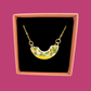 Mini Arc Necklace  - Green animal print, yellow & 24 carat gold