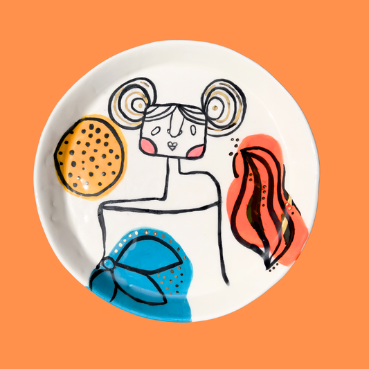 Lady Wall Plate - Abstract 18cm