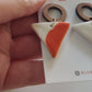 Wooden Triangular Drop - Fire Opal & White